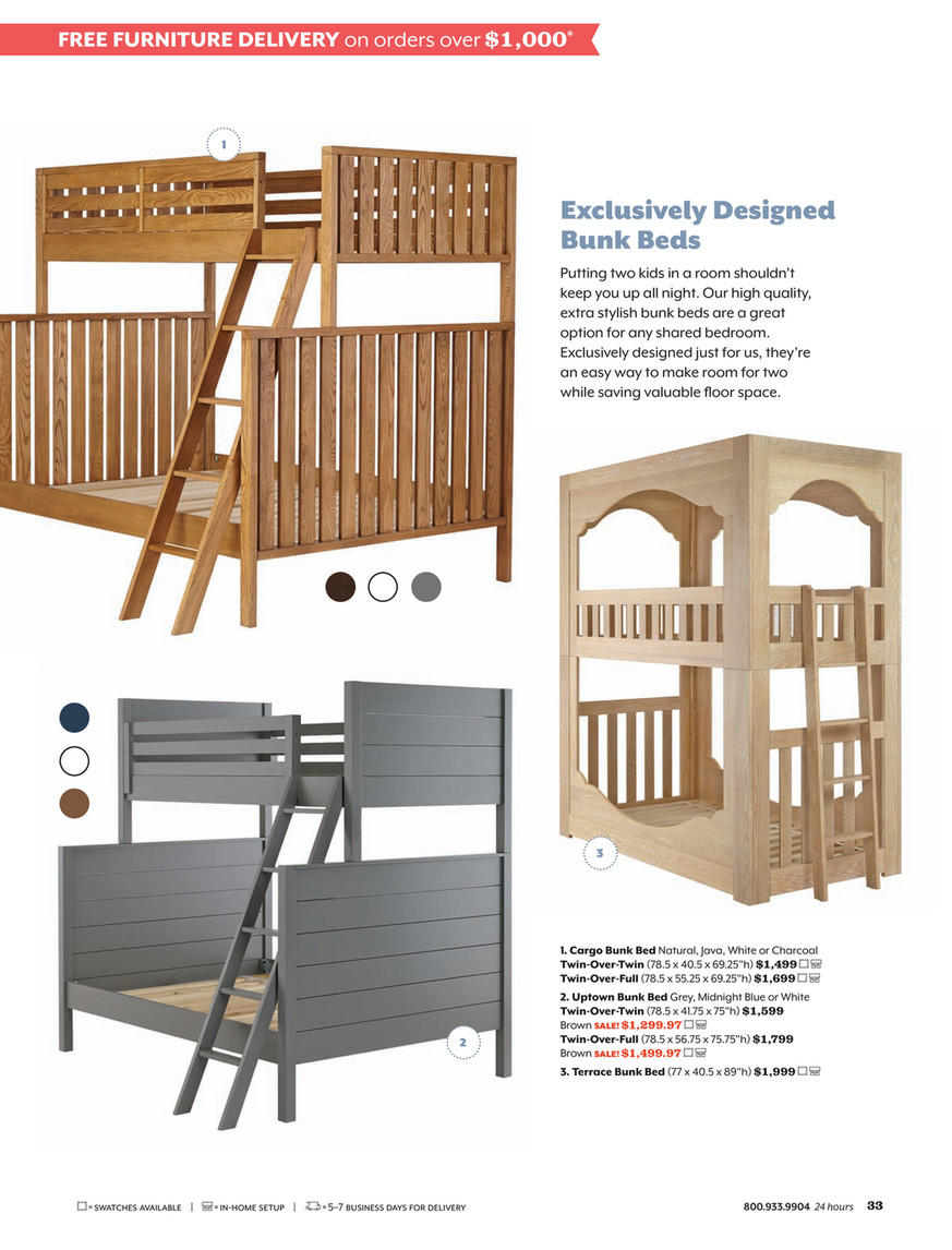 Terrace Twin Bunk Bed, Land Of Nod Bunk Beds